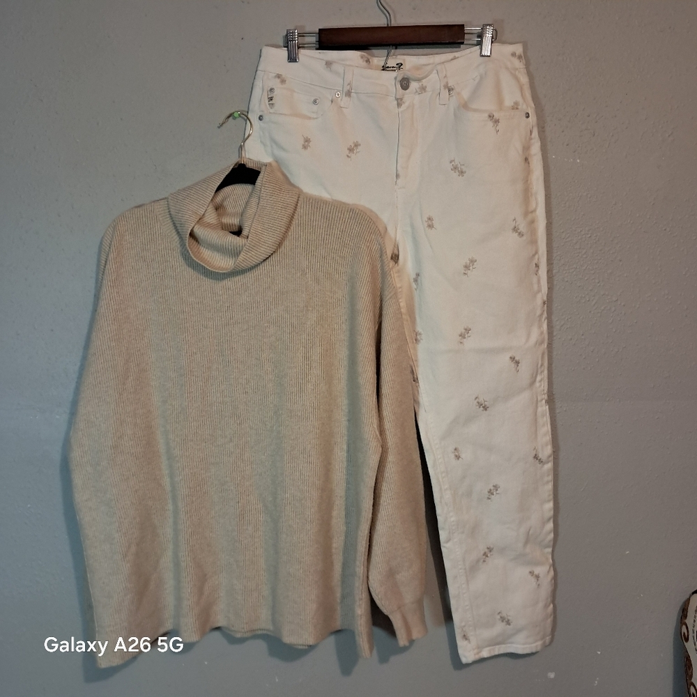 Free People Beige Cowl Neck Sweater